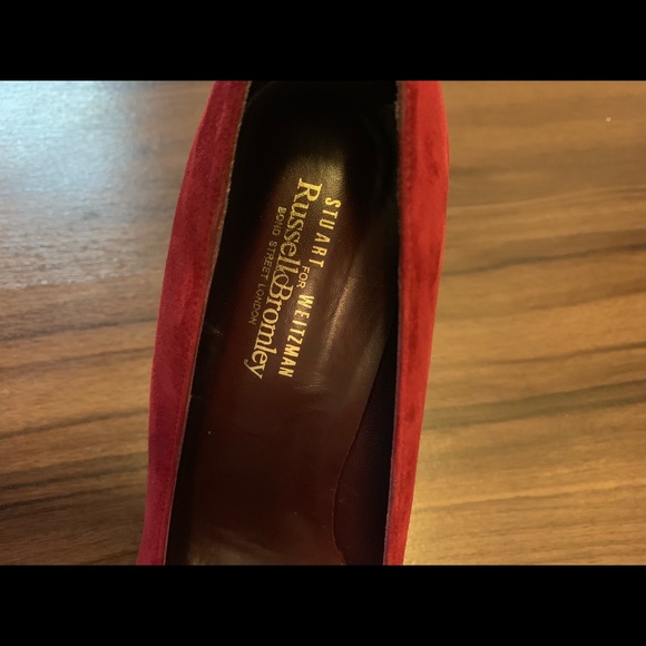New 7.5 Stuart Weitzman Scarlet Suede Platform - Picture 4 of 5